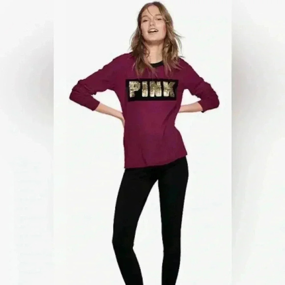 Victoria secret PINK BLING VELVET LONG SLEEVE SIZE MED - Picture 1 of 6